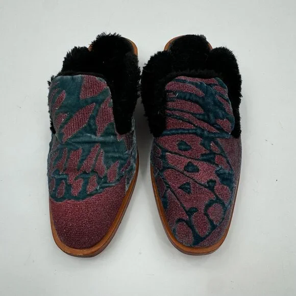 Free People Butterfly Effect Velvet Slip-On Mules Size 7.5 or 38 - Picture 2 of 7